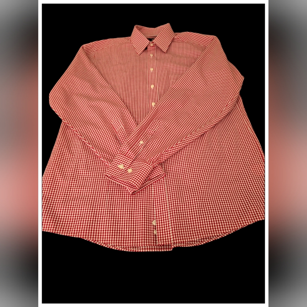 EUC Mens Red/White Dress Shirt 16 neck 36/37 length by Stafford